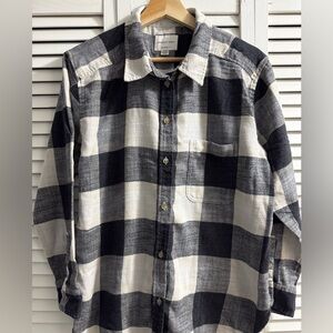 American Eagle Outfitters Black and White Checkered Shirt Boyfriend Fit